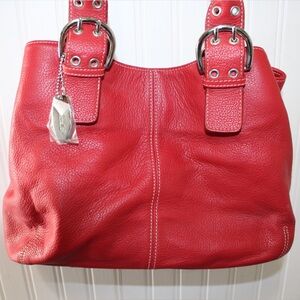 Tignanello Genuine Leather Red Handbag and Matching Wallet NEW with Tags